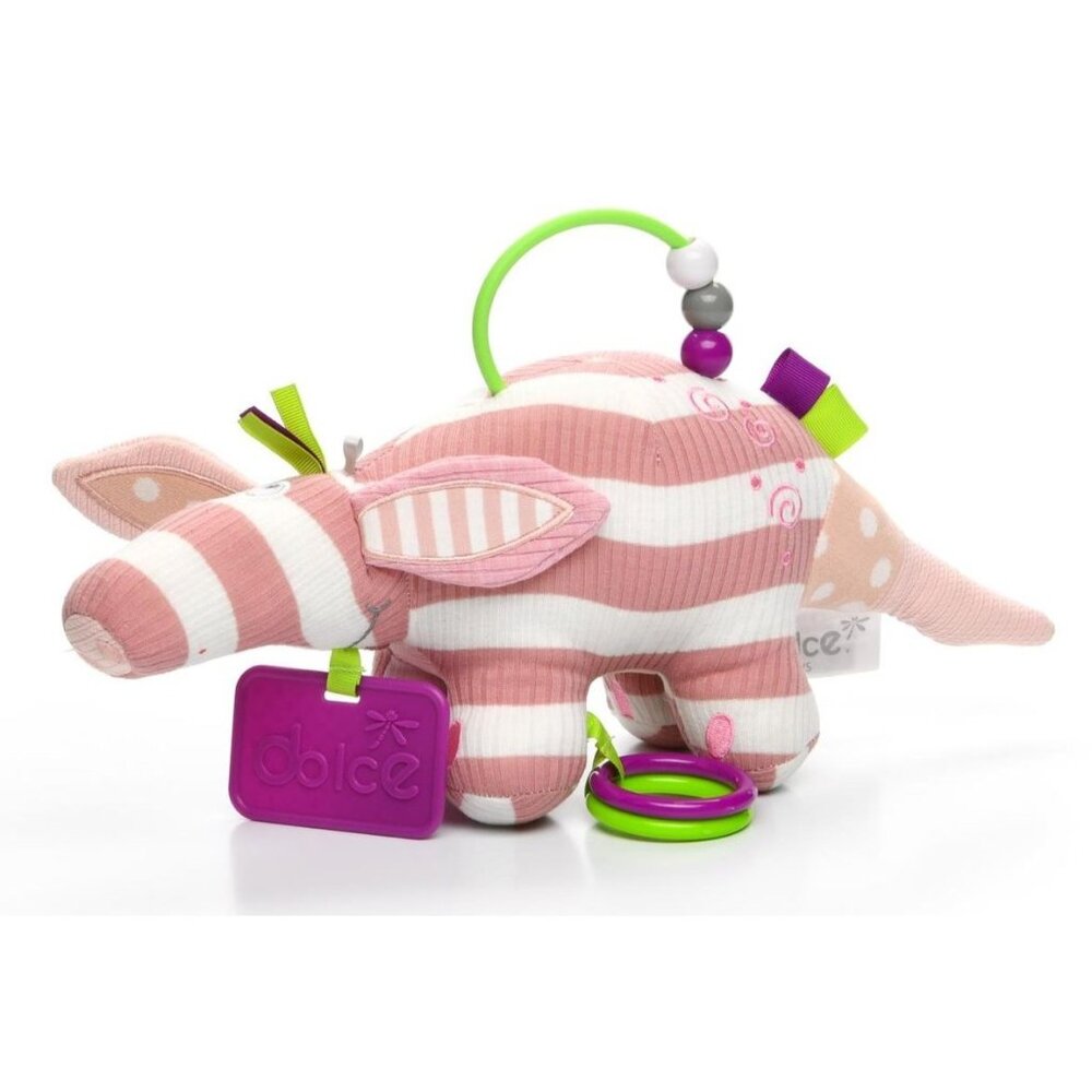 Dolce Baby Alice Antbear Pink Fabric Squeakers Teether Auditory Learning Toy NWT